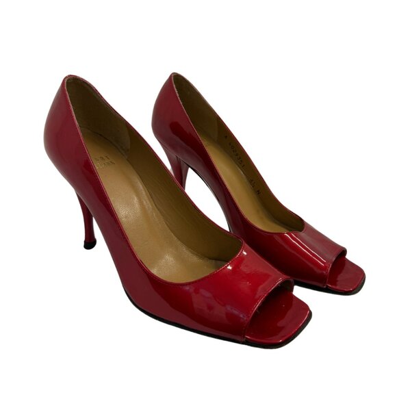 Stuart Weitzman Red Open Toe Heels - Picture 6 of 7